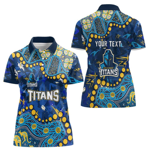 Personalized Gold Coast Titans Women Polo Shirt Aboriginal Pattern with Graffiti Style Design