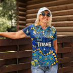 Personalized Gold Coast Titans Women Polo Shirt Aboriginal Pattern with Graffiti Style Design