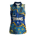 Personalized Gold Coast Titans Women Sleeveless Polo Shirt Aboriginal Pattern with Graffiti Style Design