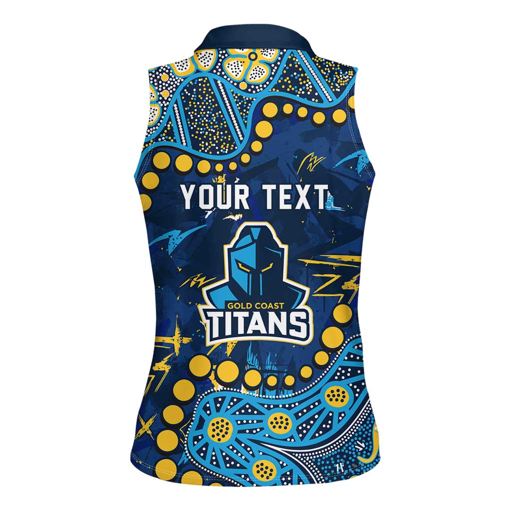Personalized Gold Coast Titans Women Sleeveless Polo Shirt Aboriginal Pattern with Graffiti Style Design