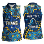 Personalized Gold Coast Titans Women Sleeveless Polo Shirt Aboriginal Pattern with Graffiti Style Design