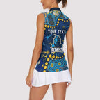 Personalized Gold Coast Titans Women Sleeveless Polo Shirt Aboriginal Pattern with Graffiti Style Design