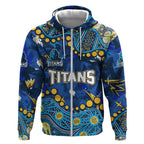 Personalized Gold Coast Titans Zip Hoodie Aboriginal Pattern with Graffiti Style Design