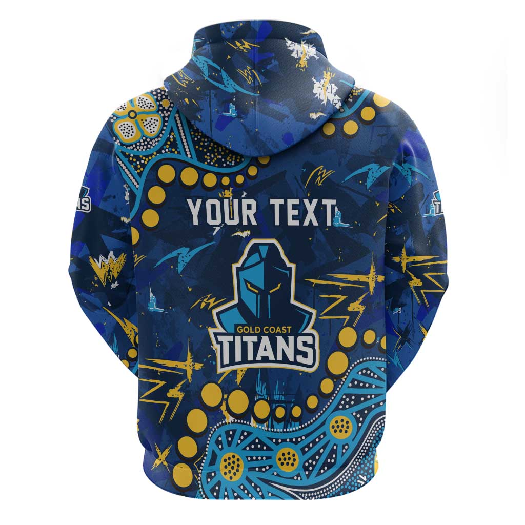 Personalized Gold Coast Titans Zip Hoodie Aboriginal Pattern with Graffiti Style Design