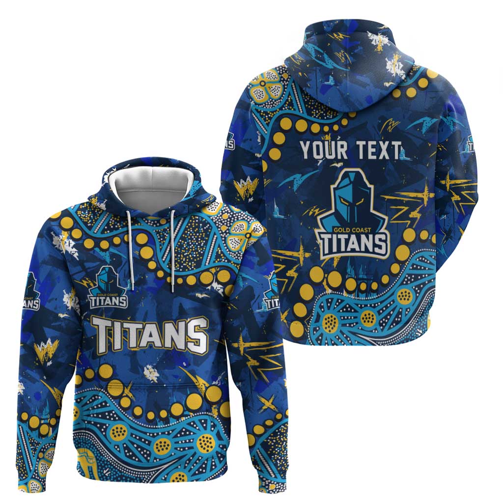 Personalized Gold Coast Titans Zip Hoodie Aboriginal Pattern with Graffiti Style Design