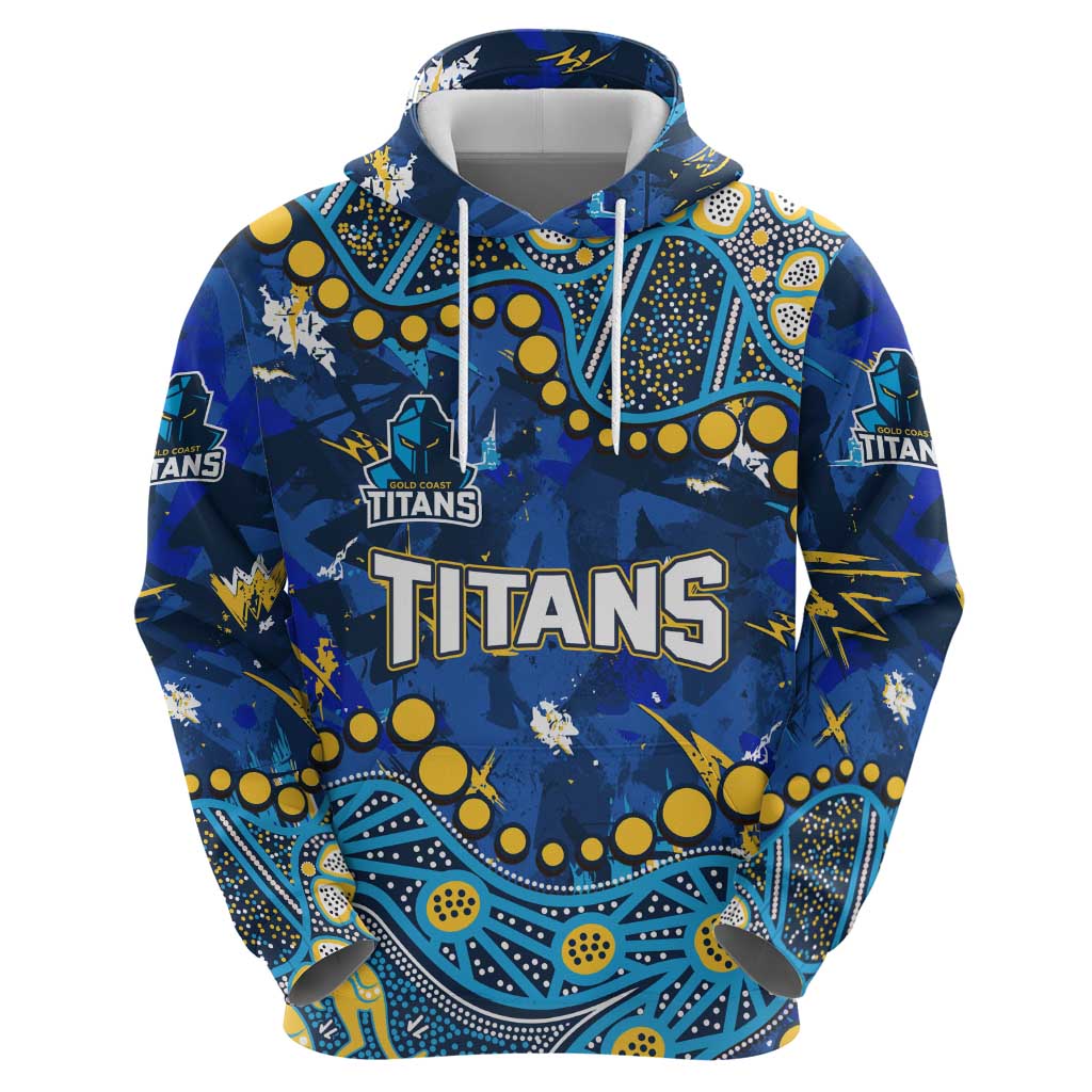 Personalized Gold Coast Titans Zip Hoodie Aboriginal Pattern with Graffiti Style Design
