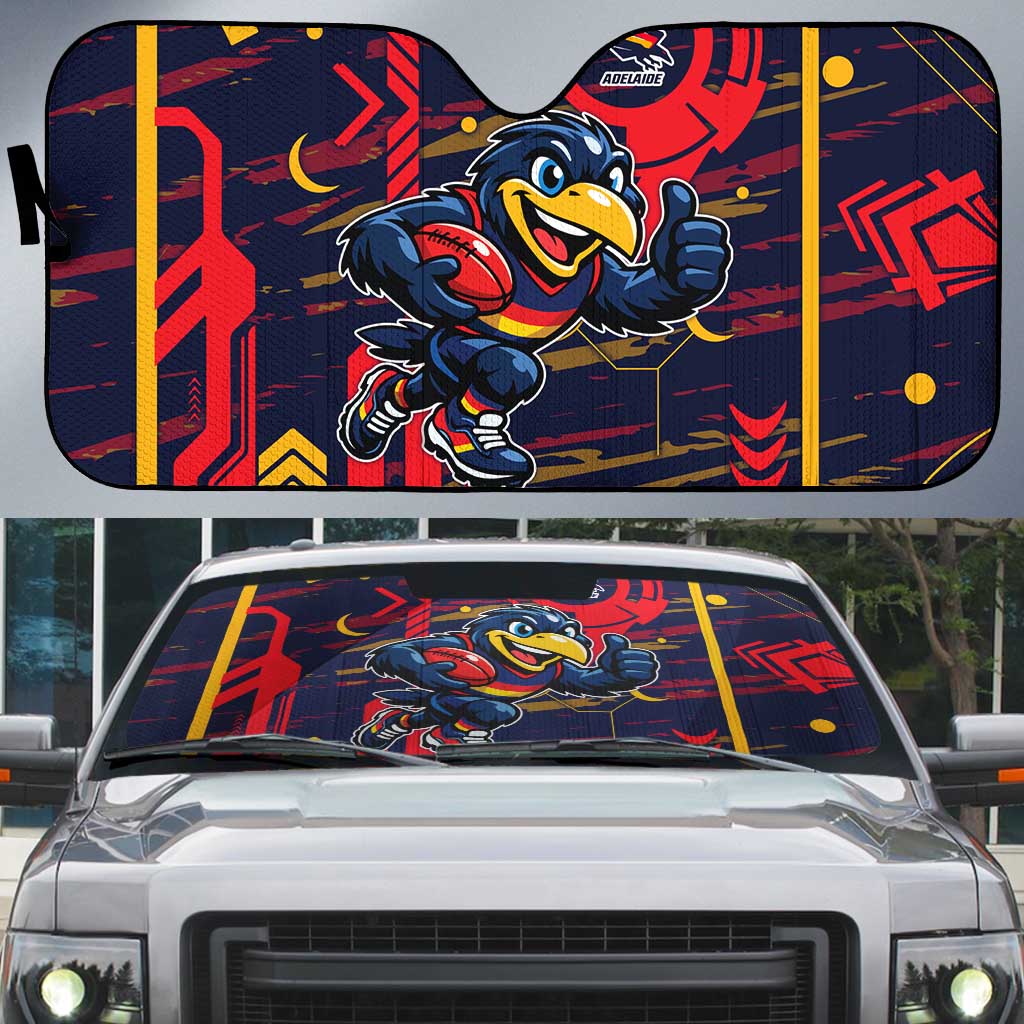 Adelaide Crows Auto Sun Shade Mascot Cartoon Football Illustration Style