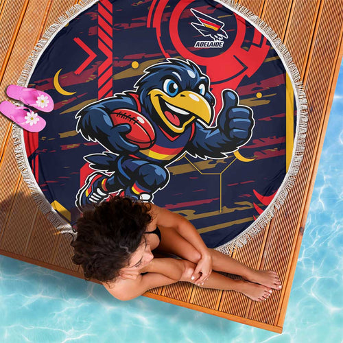 Adelaide Crows Beach Blanket Mascot Cartoon Football Illustration Style