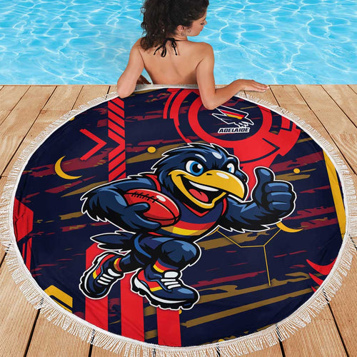 Adelaide Crows Beach Blanket Mascot Cartoon Football Illustration Style