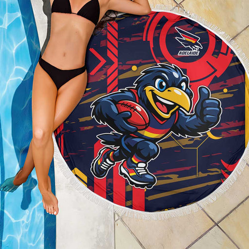 Adelaide Crows Beach Blanket Mascot Cartoon Football Illustration Style