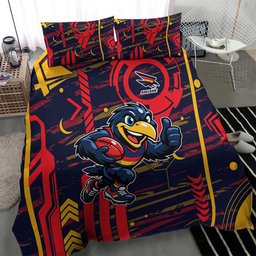 Adelaide Crows Bedding Set Mascot Cartoon Football Illustration Style