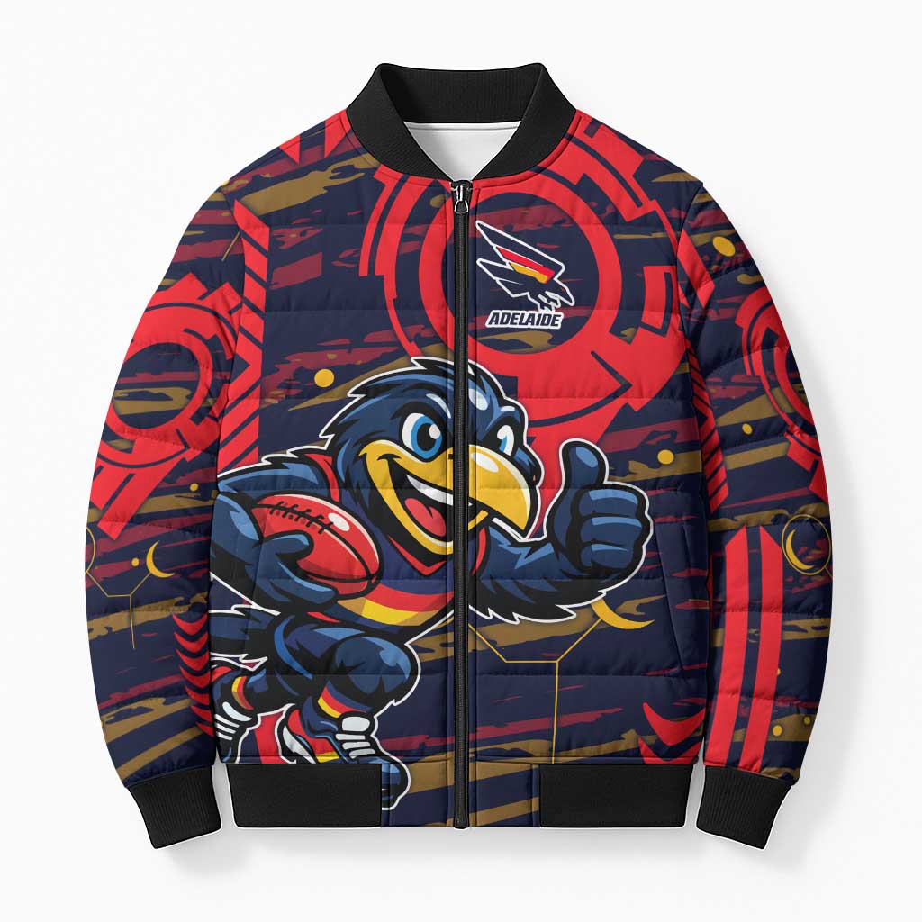 Adelaide Crows Bomber Puffer Jacket Mascot Cartoon Football Illustration Style