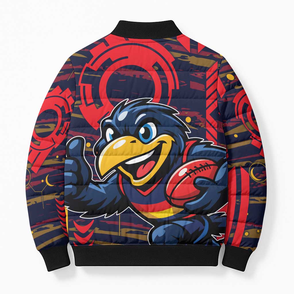 Adelaide Crows Bomber Puffer Jacket Mascot Cartoon Football Illustration Style
