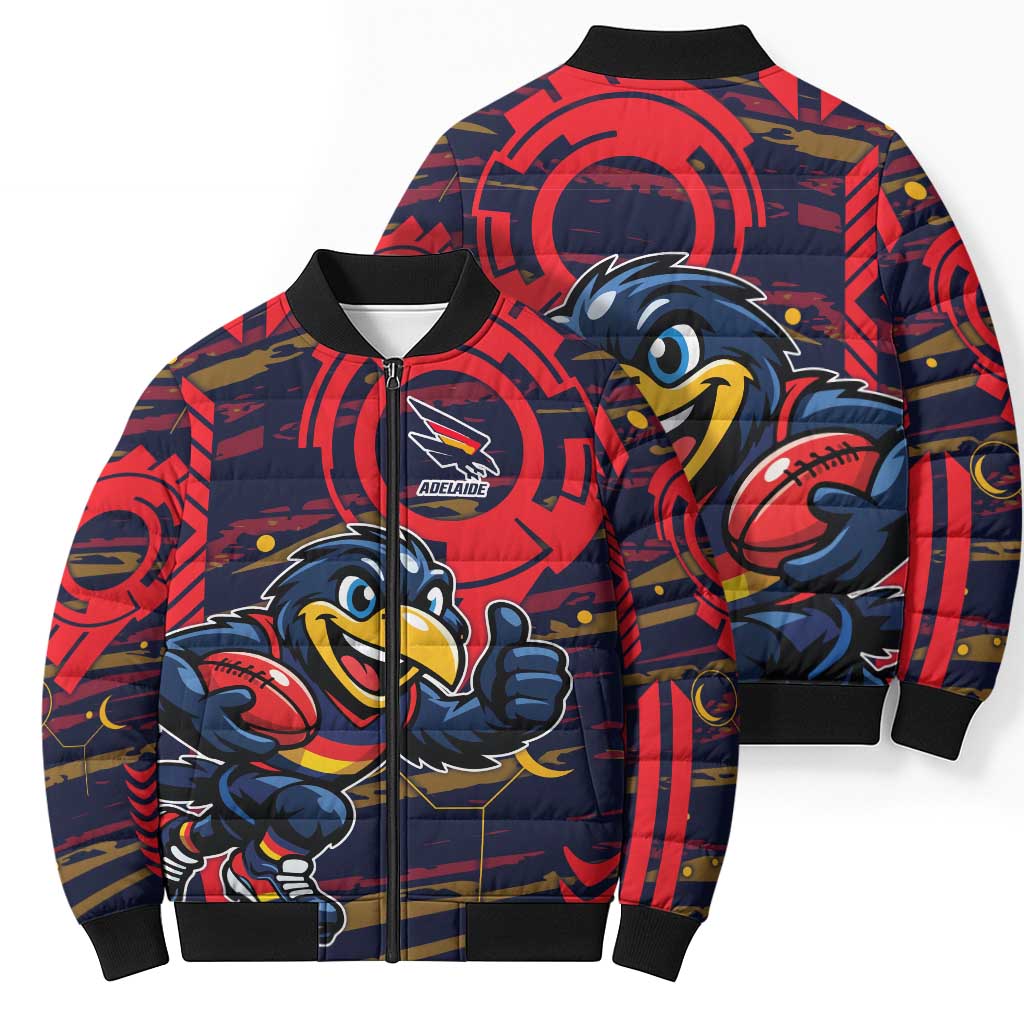 Adelaide Crows Bomber Puffer Jacket Mascot Cartoon Football Illustration Style