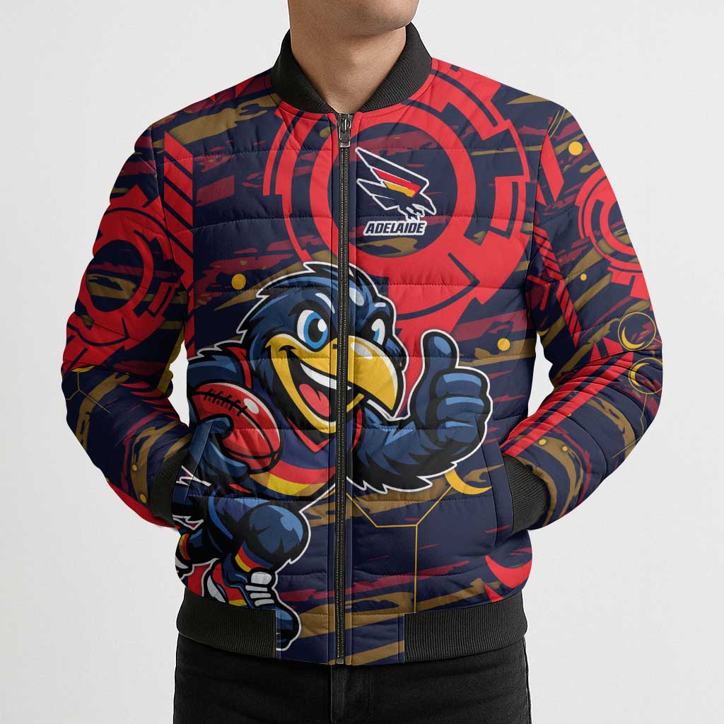 Adelaide Crows Bomber Puffer Jacket Mascot Cartoon Football Illustration Style