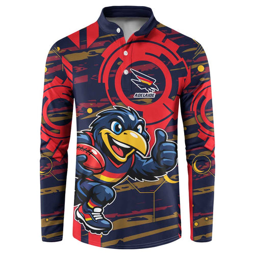 Adelaide Crows Button Sweatshirt Mascot Cartoon Football Illustration Style