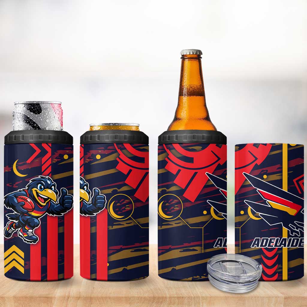 Adelaide Crows 4 in 1 Can Cooler Tumbler Mascot Cartoon Football Illustration Style