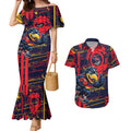 Adelaide Crows Couples Matching Mermaid Dress and Hawaiian Shirt Mascot Cartoon Football Illustration Style