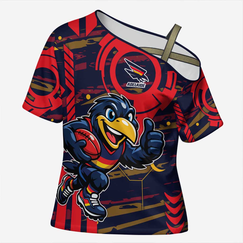 Adelaide Crows Cross Shoulder Shirt Mascot Cartoon Football Illustration Style