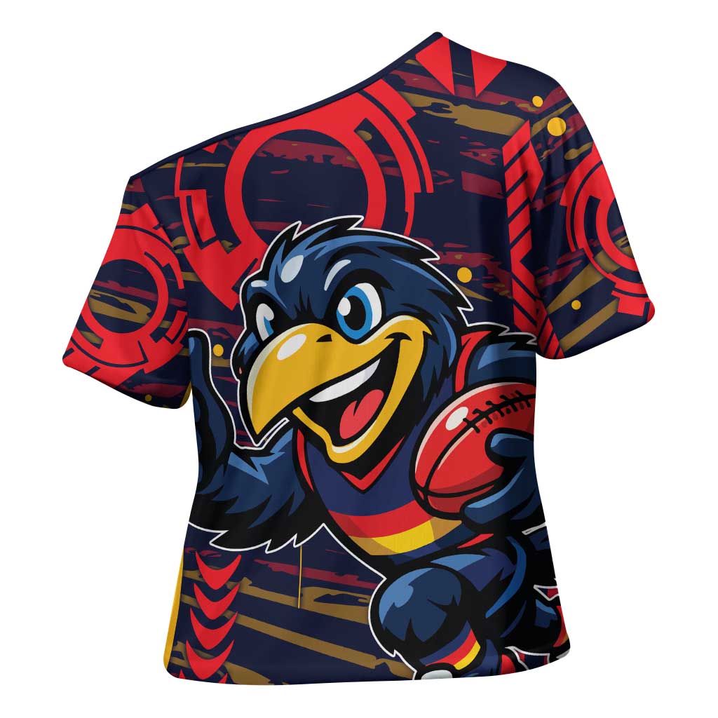 Adelaide Crows Cross Shoulder Shirt Mascot Cartoon Football Illustration Style