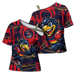 Adelaide Crows Cross Shoulder Shirt Mascot Cartoon Football Illustration Style