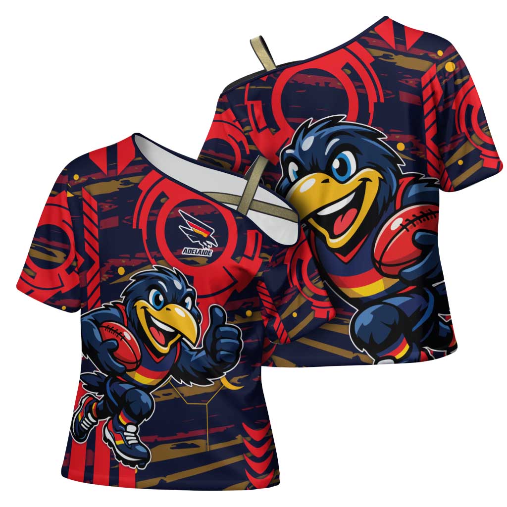 Adelaide Crows Cross Shoulder Shirt Mascot Cartoon Football Illustration Style