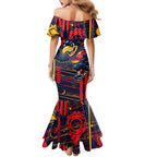 Adelaide Crows Family Matching Mermaid Dress and Hawaiian Shirt Mascot Cartoon Football Illustration Style