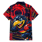 Adelaide Crows Family Matching Off Shoulder Maxi Dress and Hawaiian Shirt Mascot Cartoon Football Illustration Style