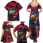 Adelaide Crows Family Matching Summer Maxi Dress and Hawaiian Shirt Mascot Cartoon Football Illustration Style