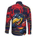 Adelaide Crows Family Matching Summer Maxi Dress and Hawaiian Shirt Mascot Cartoon Football Illustration Style