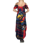 Adelaide Crows Family Matching Summer Maxi Dress and Hawaiian Shirt Mascot Cartoon Football Illustration Style