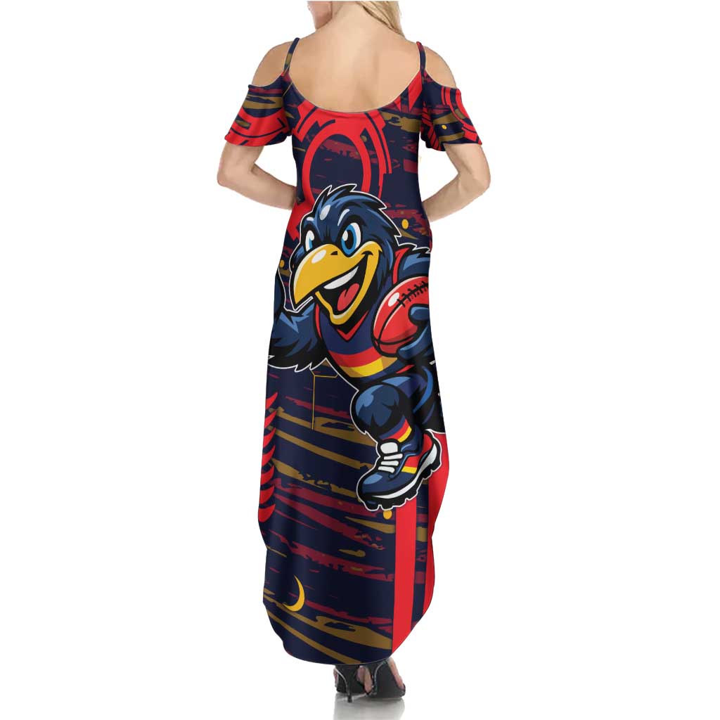 Adelaide Crows Family Matching Summer Maxi Dress and Hawaiian Shirt Mascot Cartoon Football Illustration Style