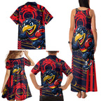 Adelaide Crows Family Matching Tank Maxi Dress and Hawaiian Shirt Mascot Cartoon Football Illustration Style