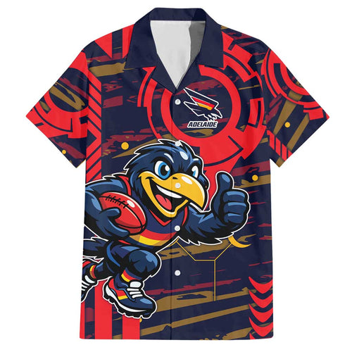 Adelaide Crows Hawaiian Shirt Mascot Cartoon Football Illustration Style