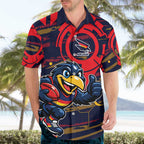 Adelaide Crows Hawaiian Shirt Mascot Cartoon Football Illustration Style