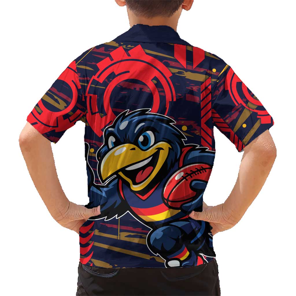 Adelaide Crows Kid Hawaiian Shirt Mascot Cartoon Football Illustration Style