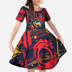 Adelaide Crows Kid Short Sleeve Dress Mascot Cartoon Football Illustration Style