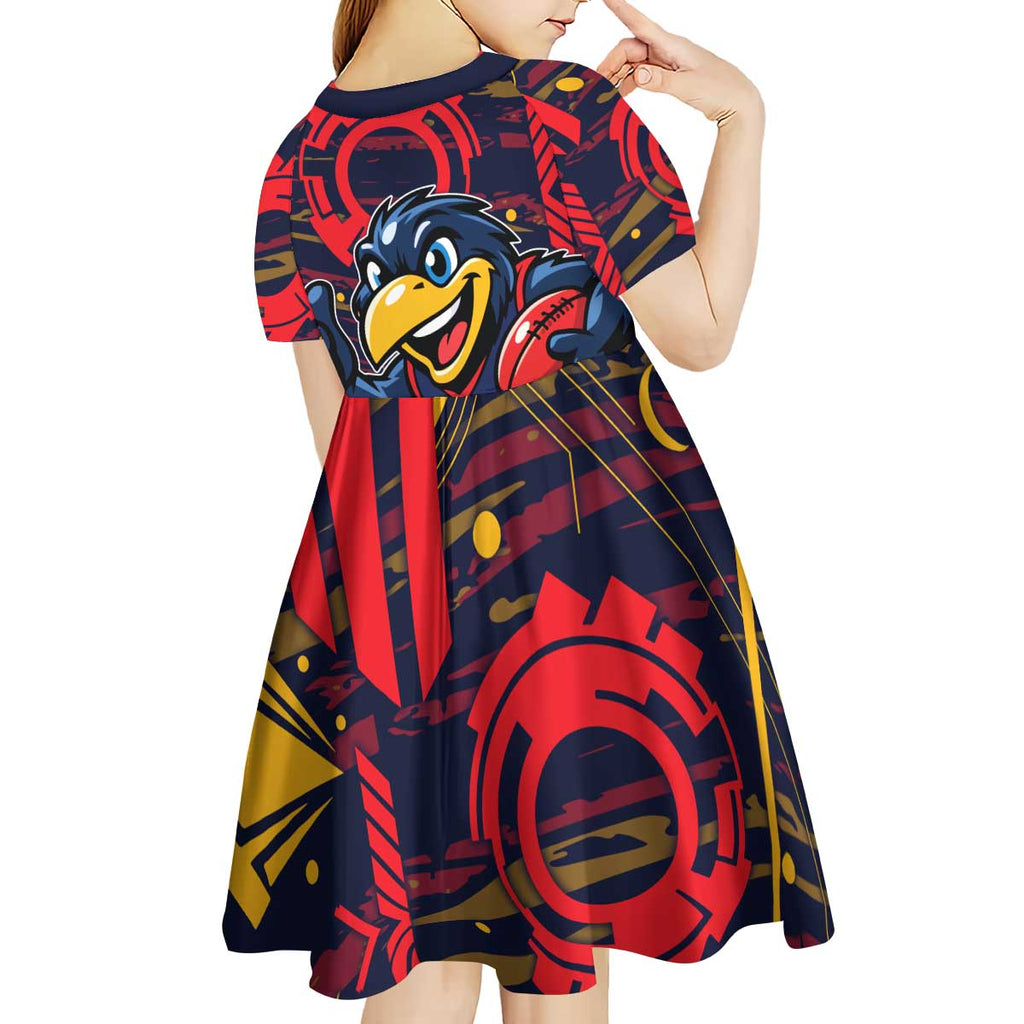 Adelaide Crows Kid Short Sleeve Dress Mascot Cartoon Football Illustration Style