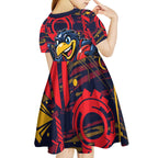 Adelaide Crows Kid Short Sleeve Dress Mascot Cartoon Football Illustration Style