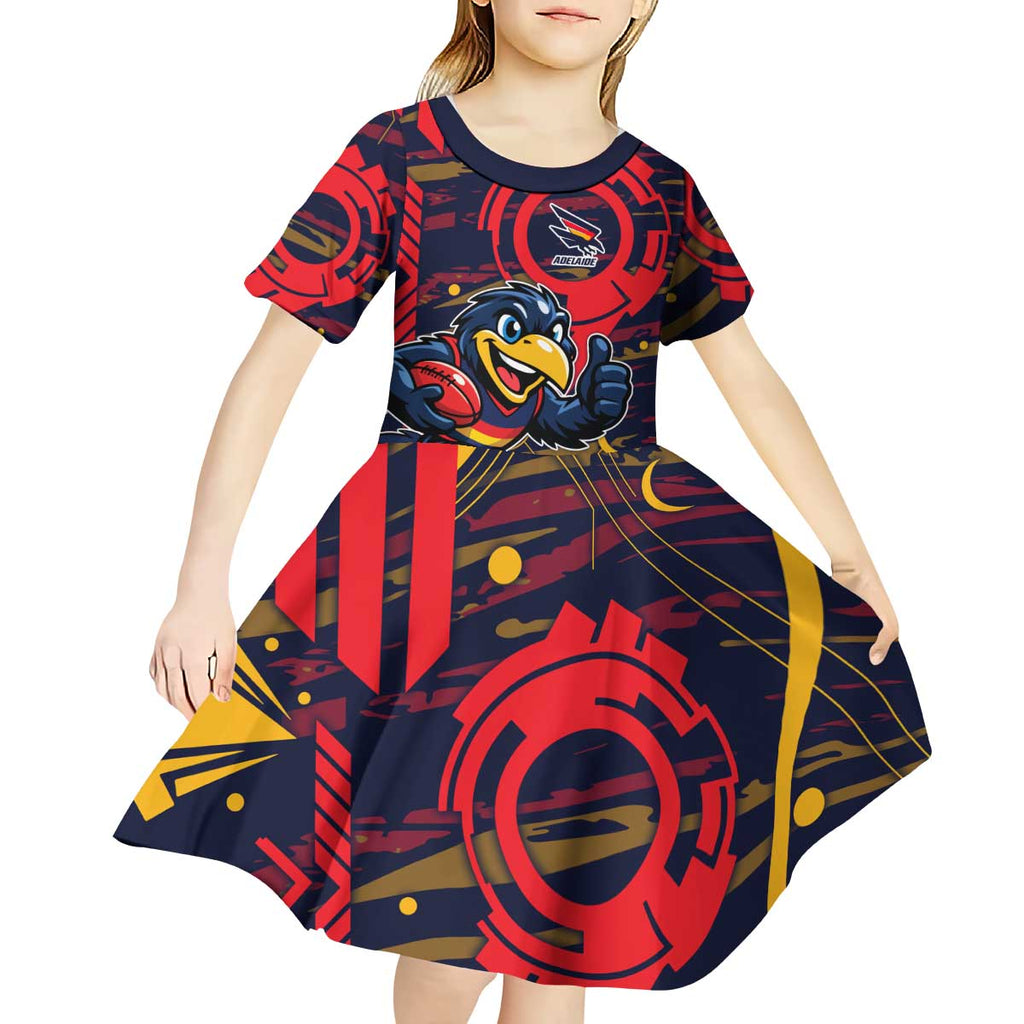 Adelaide Crows Kid Short Sleeve Dress Mascot Cartoon Football Illustration Style