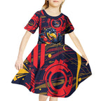 Adelaide Crows Kid Short Sleeve Dress Mascot Cartoon Football Illustration Style