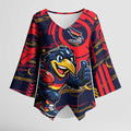 Adelaide Crows Kimono Sleeve Blouse Mascot Cartoon Football Illustration Style