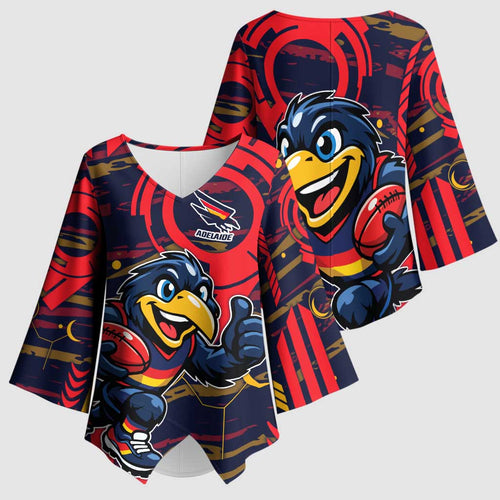 Adelaide Crows Kimono Sleeve Blouse Mascot Cartoon Football Illustration Style