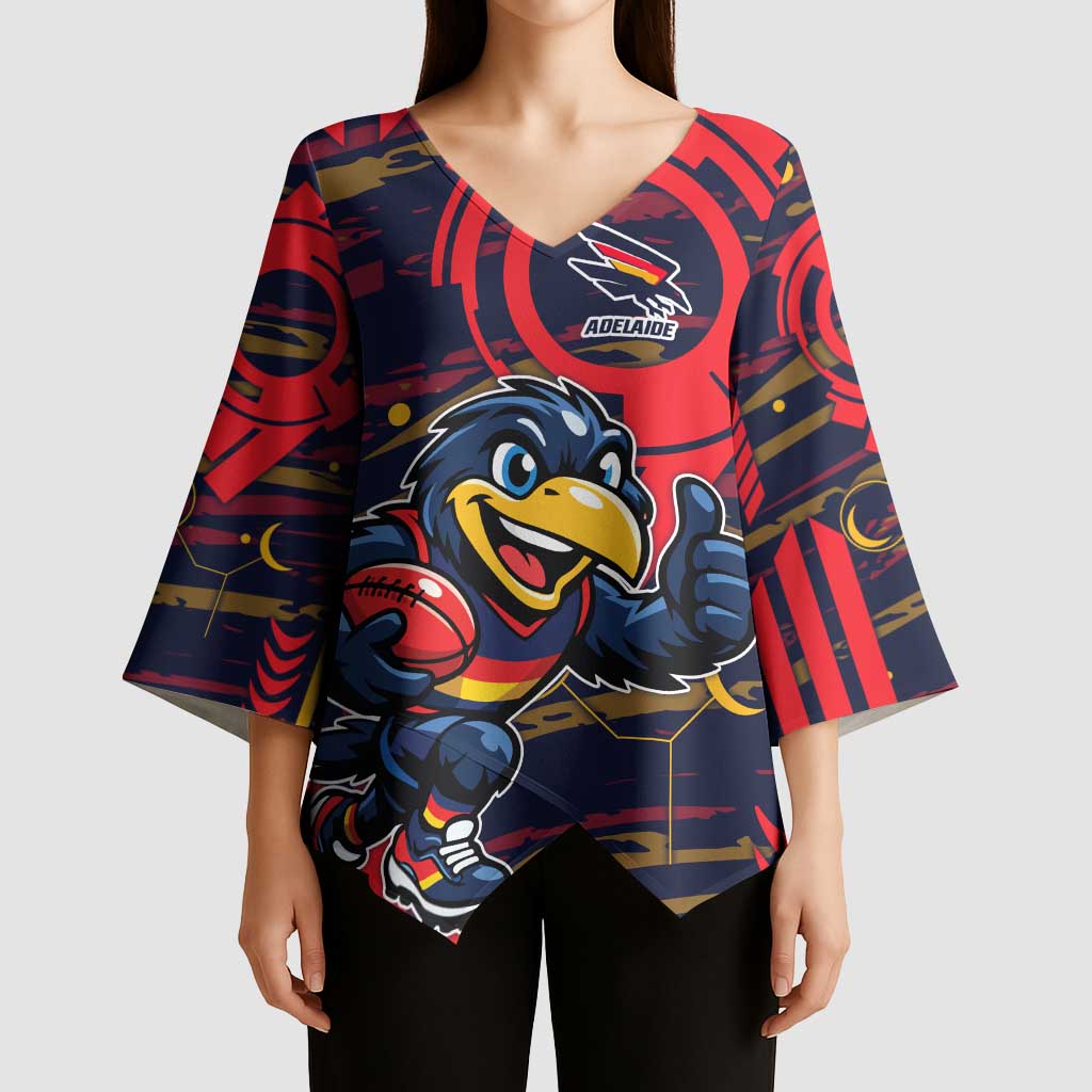 Adelaide Crows Kimono Sleeve Blouse Mascot Cartoon Football Illustration Style