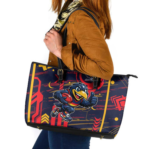 Adelaide Crows Leather Tote Bag Mascot Cartoon Football Illustration Style