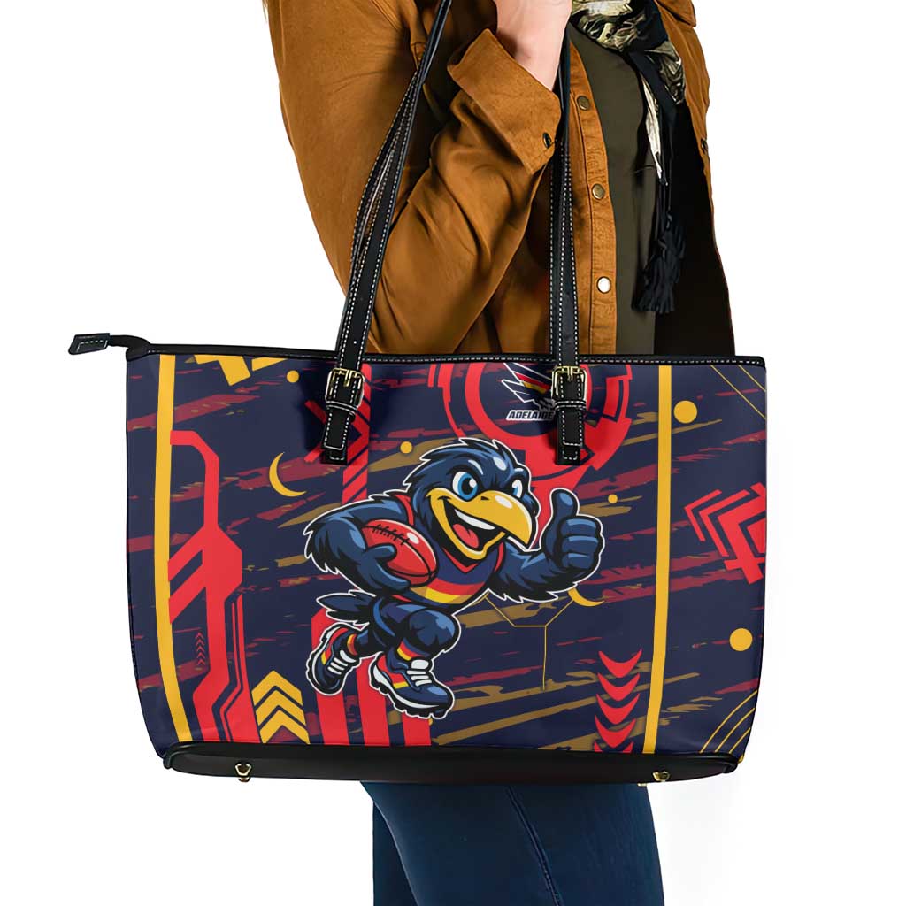 Adelaide Crows Leather Tote Bag Mascot Cartoon Football Illustration Style