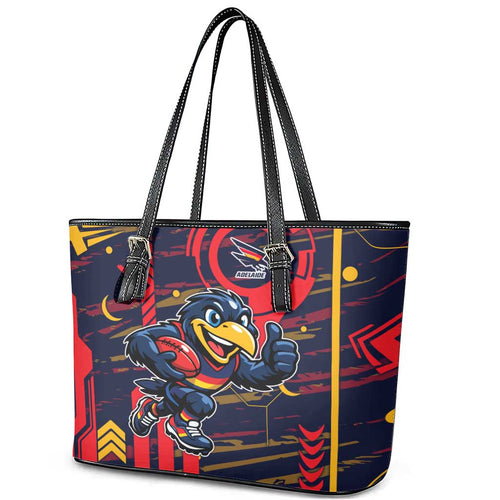 Adelaide Crows Leather Tote Bag Mascot Cartoon Football Illustration Style