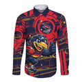 Adelaide Crows Long Sleeve Button Shirt Mascot Cartoon Football Illustration Style