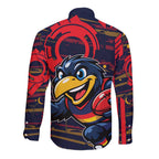 Adelaide Crows Long Sleeve Button Shirt Mascot Cartoon Football Illustration Style