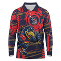 Adelaide Crows Long Sleeve Polo Shirt Mascot Cartoon Football Illustration Style